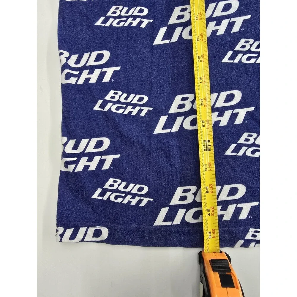 Bud Light Beer Men's Tank Top All Over Print Logo Blue Red Trim Size XL 46/48